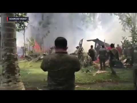 Military plane crash wreckage in Patikul, Sulu