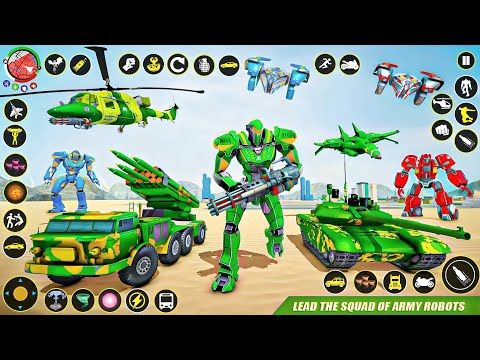 Army Bus Fighter Jet and Car - Army Robot Transformers Tank Driving Simulator Android Gameplay