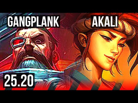 GANGPLANK vs AKALI (TOP) | 6k comeback, Quadra, 20/2/6, 7 solo kills, 51k DMG | EUW Master | 25.20