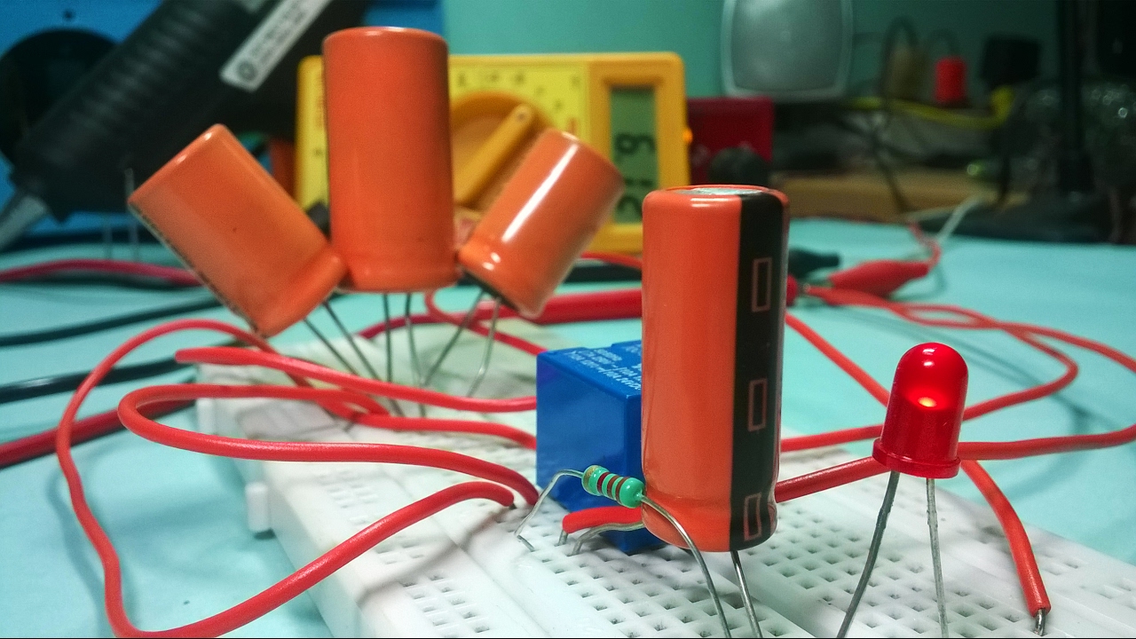 How to blink & control LED with relay and capacitors