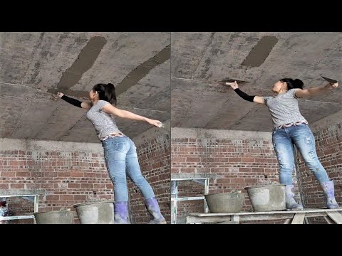 Young girl with great tiling skills - ultimate tiling skills | PART 24