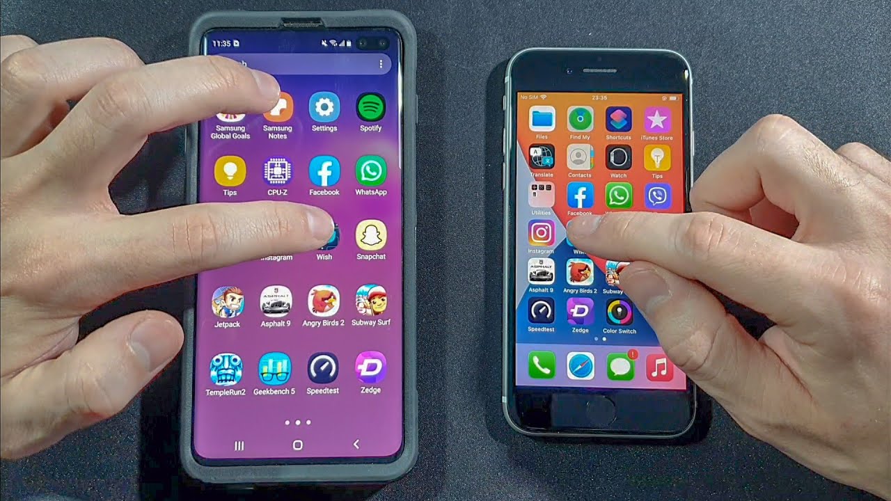 Samsung S10 Plus vs Iphone SE 2020 Comparison Speed Test