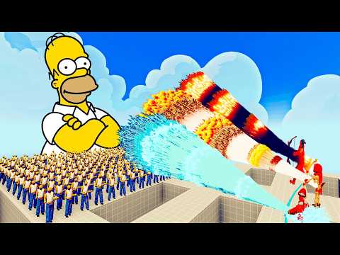 100x HOMER SIMPSON + 1x GIANT vs 3x EVERY GOD   Totally Accurate Battle Simulator TABS