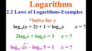 LOGARITHMS: HOW TO APPLY THE LAWS OF LOGARITHMS IN EXAMPLES