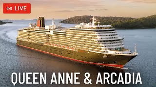 SHIPS TV - Queen Anne, Sky Princess & P&O Aurora Cruise Ships Departing Port of Southampton (LIVE)