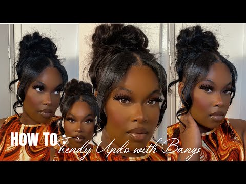 90's Messy Curly Updo Tutorial with Bangs | ** No Glue...