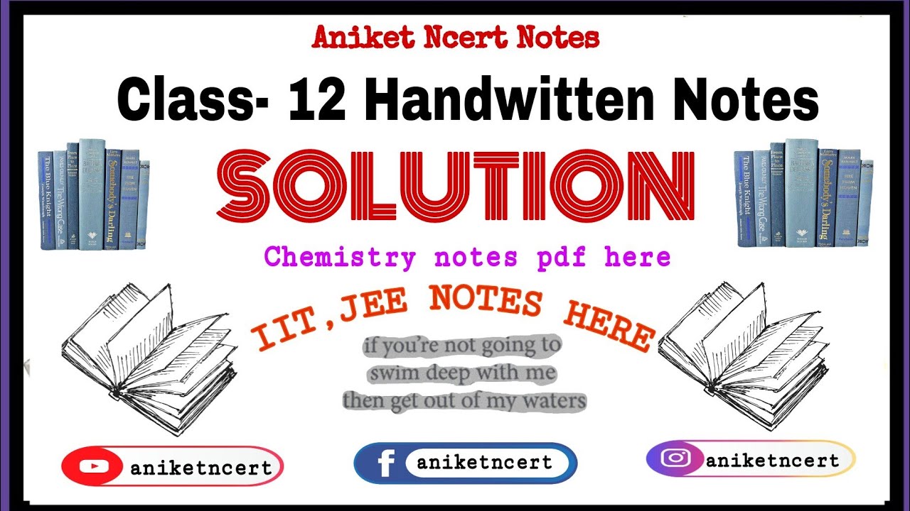 12th class Solution Chapter- 2 Chemistry handwritten notes pdf here by aniketncert
