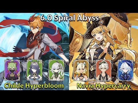 C0 Childe Hyperbloom & C0 Navia Hypercarry - Genshin Impact 6.0 Spiral Abyss Full Clear