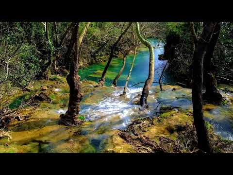 4K HDR Autumn Cascades - Forest Stream - Water Flowing Sounds - Natural White Noise-Sleep/Relax