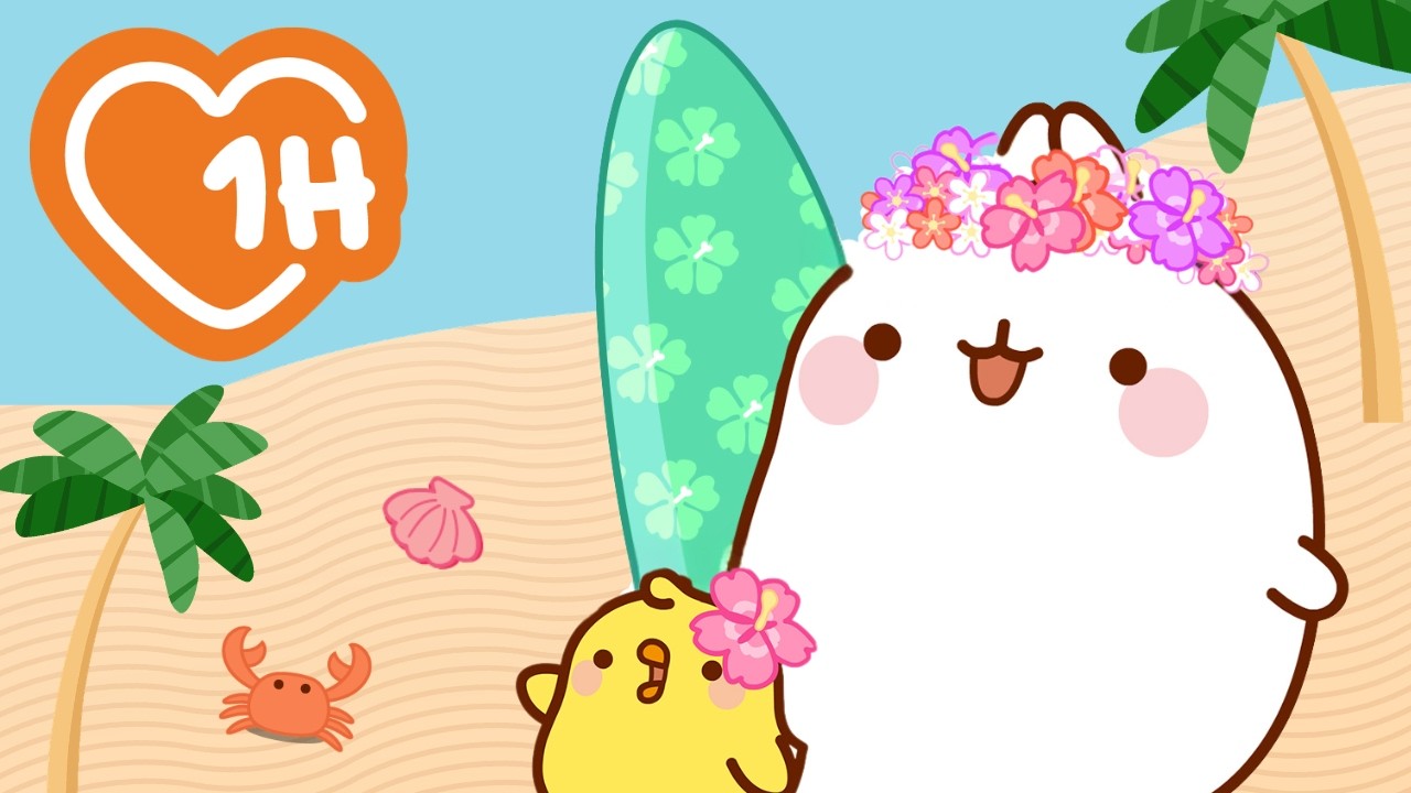 Surfing Lessons with Molang 🏄‍♀️💛 Funniest Ocean Moments