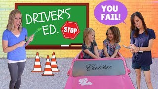 Addy and Maya Take Drivers Ed at Toy School !!!