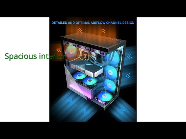 Vídeo relacionado con MUSETEX Caja de ordenador ATX, 6 ventiladores PWM ARGB preinstalados, carcasa gaming con puerta de cristal duro, USB 3.0 x 2, negro, G07