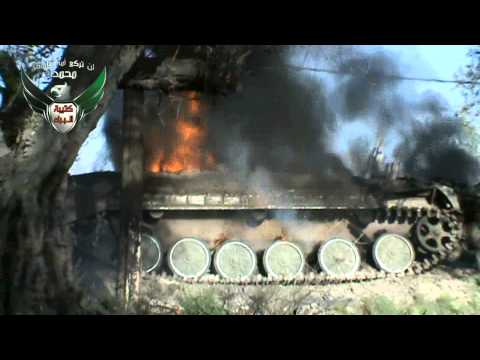 تدمير دبابة من قبل كتيبة البراء في مدينة دوما في ريف دمشق