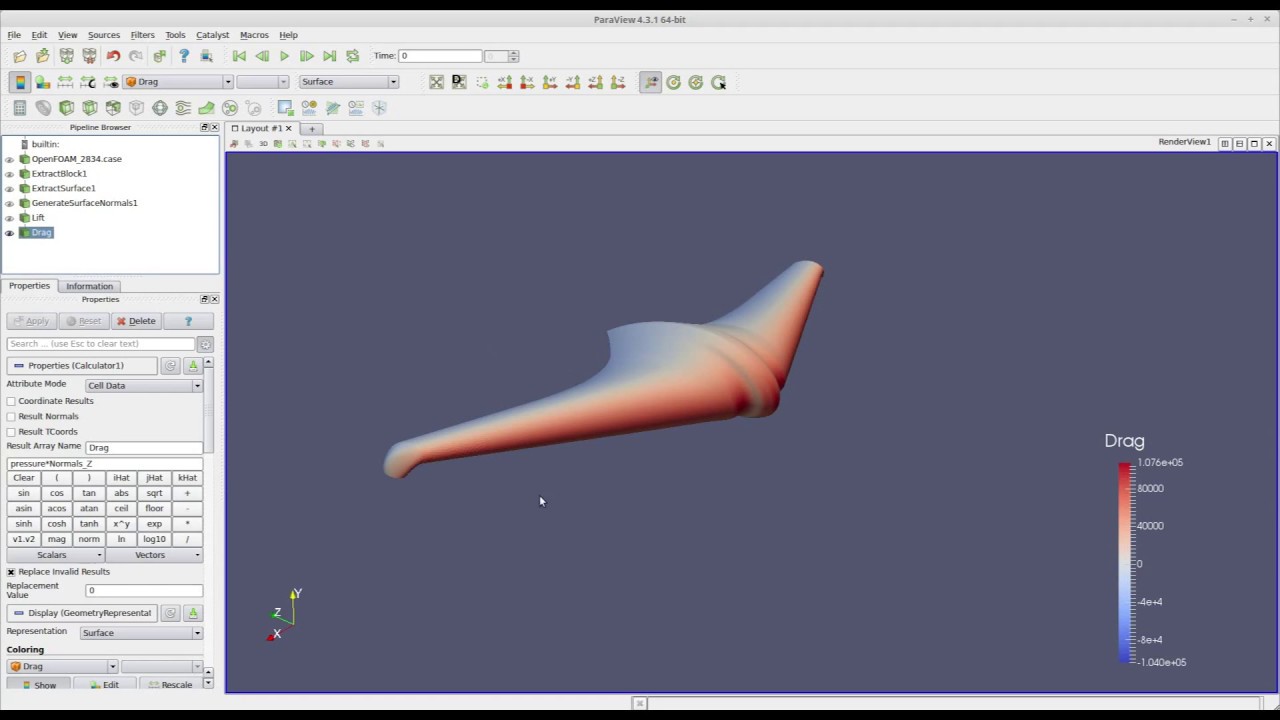 How to calculate aerodynamic forces with Paraview