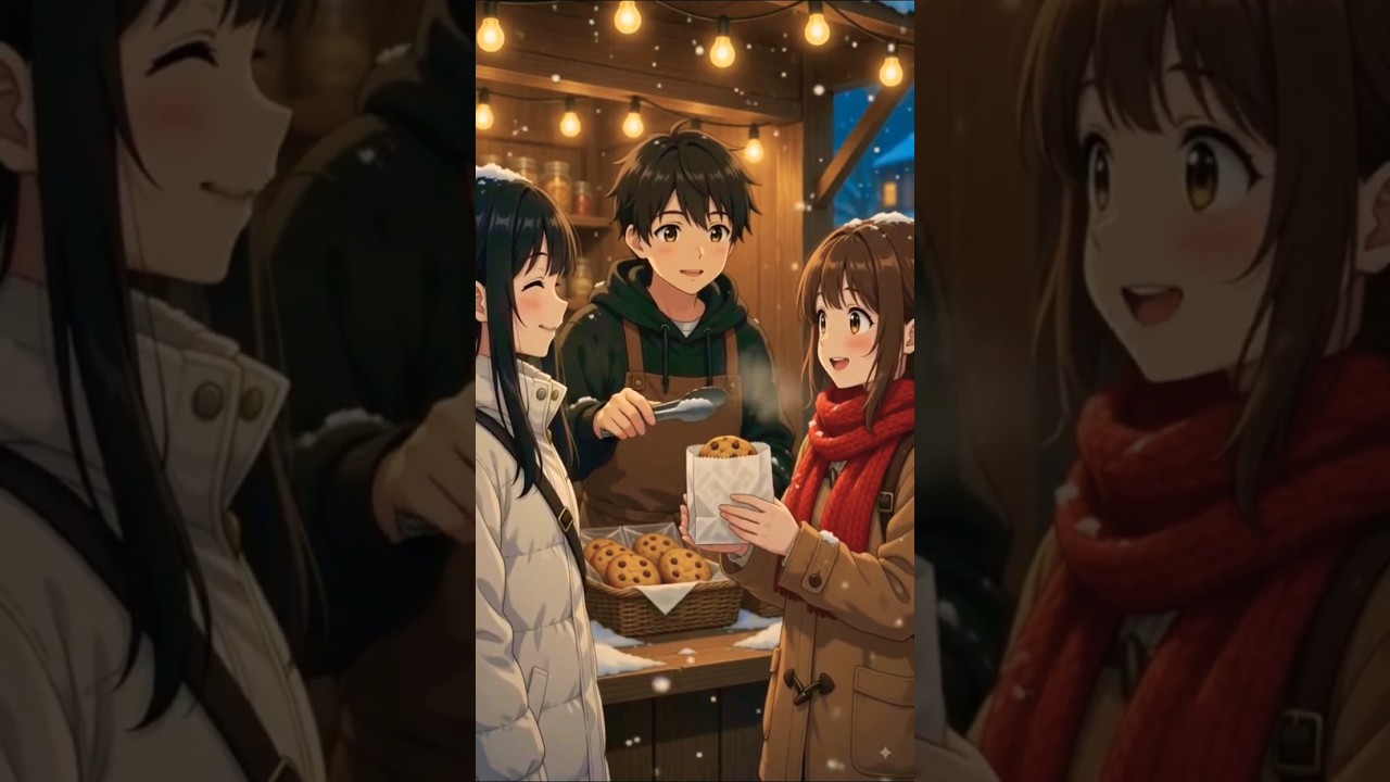🍪❄️ Hot Cookies on a Snowy Night |#shorts#viral#ghiblistyle #asmrsounds#shortvideo#ghibli #animation