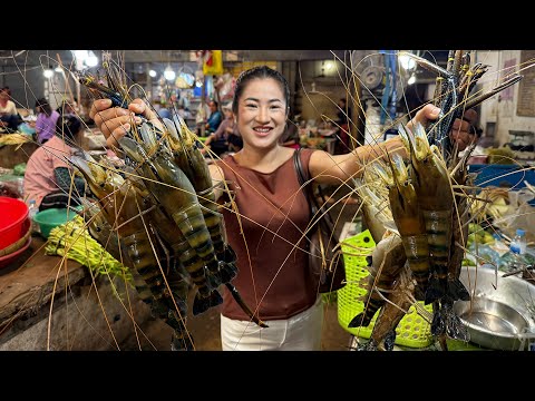 Market show: Big river prawns in my local market - Delicious big river prawn cooking