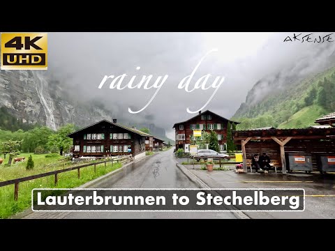 [ 4K ] Lauterbrunnen to Stechelberg Village, Switzerland - Car Driving | 4K 60fps Cab View