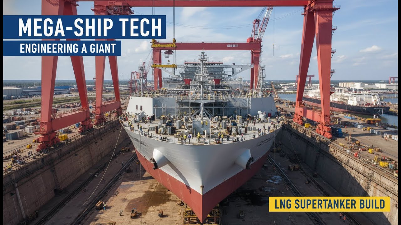 Building The High Tech Engineering Behind a Massive LNG Supertanker Construction