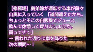 【修羅場】義弟嫁が運転する車が段々山奥に入っていく 「道間違えたかも。ちょっとそこの自販機でジュース飲んで休憩して戻りましょうか。買ってきて」→ 言われた通りに車を降りた次の瞬間…！