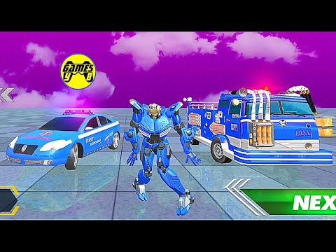 Fire Truck Robot Transformation Game 2021: Blue Robot Helicopter Robot Missions - Android Gameplay