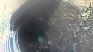 Crawling through to pipes at school