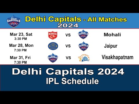 IPL 2024: Delhi Capitals Full Schedule & Time Table | DC Match Schedule 2024