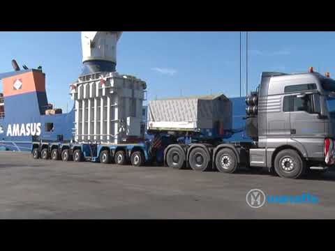 Scarico da nave e trasporto eccezionale di un trasformatore