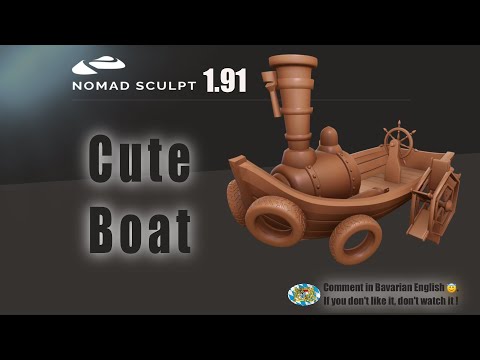 Nomad Sculpt -  Cute Boat 1 - Blockout - Hard Surface (V1.97-18.2.2025) Tutorial