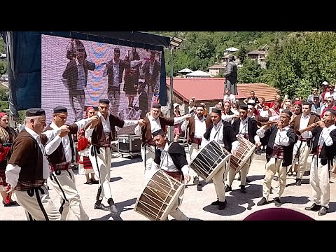 Macedonian men's dance TEŠKOTO during GALIČNIK traditional wedding, MACEDONIA🇲🇰 17.7.2022