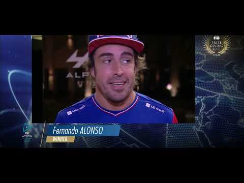 Fernando Alonso Recieves Action of the year Award in FIA Prize Ceremony Gala 2021