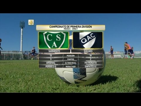 Fútbol en vivo. Sarmiento - Quilmes. Fecha 5. Campeonato de Primera División 2016.