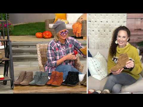 Earth Origins Suede Lace-Up Ankle Boots - Adara on QVC