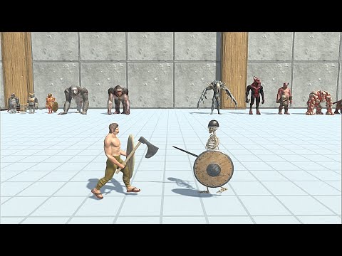 MUTANT PRIMATES WITH OLD GORO + ANCIENT HUMANS VS INFERNALS - Animal  revolt Battle Simulator