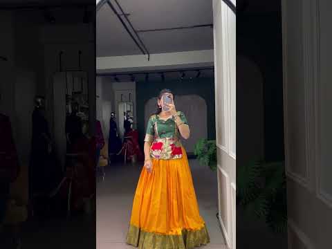 Peach Elegant Cotton Silk Zari Weaving Lehenga Choli Set with Jacquard Silk Blouse & Lace Touch – Stitched Ensemble