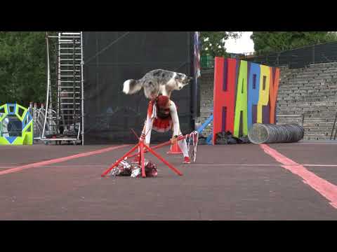 Jen and Daiquiri on the big stage - Cheerleader routine