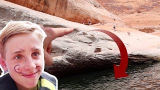Teens Try Cliff Jumping at Lake Powell and Funny Face Prank