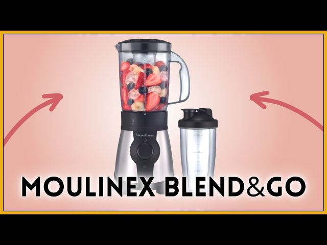 Vídeo relacionado con Moulinex Blend & Go, Batidora de vaso de 300 W, Jarra de 1,3 L, Compacta, 4 cuchillas extraíbles, Acabado acero inoxidable, Piezas aptas para lavavajillas, Botella de plástico de 750 ml, LM1B1D10