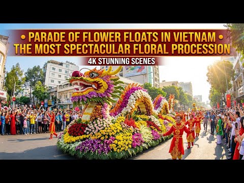 Parade of Flower Floats in Vietnam • The Most Spectacular Floral Procession | Stunning Scenes | 4K