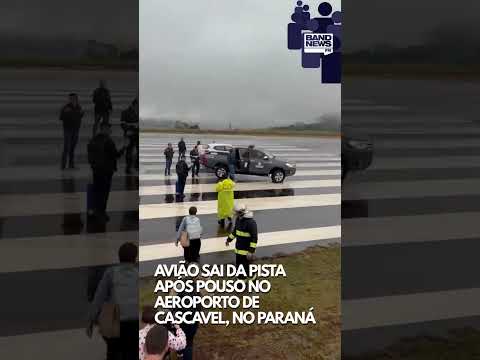 Avião sai da pista após pouso no aeroporto de Cascavel, no Paraná