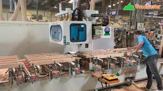 Máy cnc làm mộng âm 10 đầu. 10 giàn kẹp phôi Woodmaster