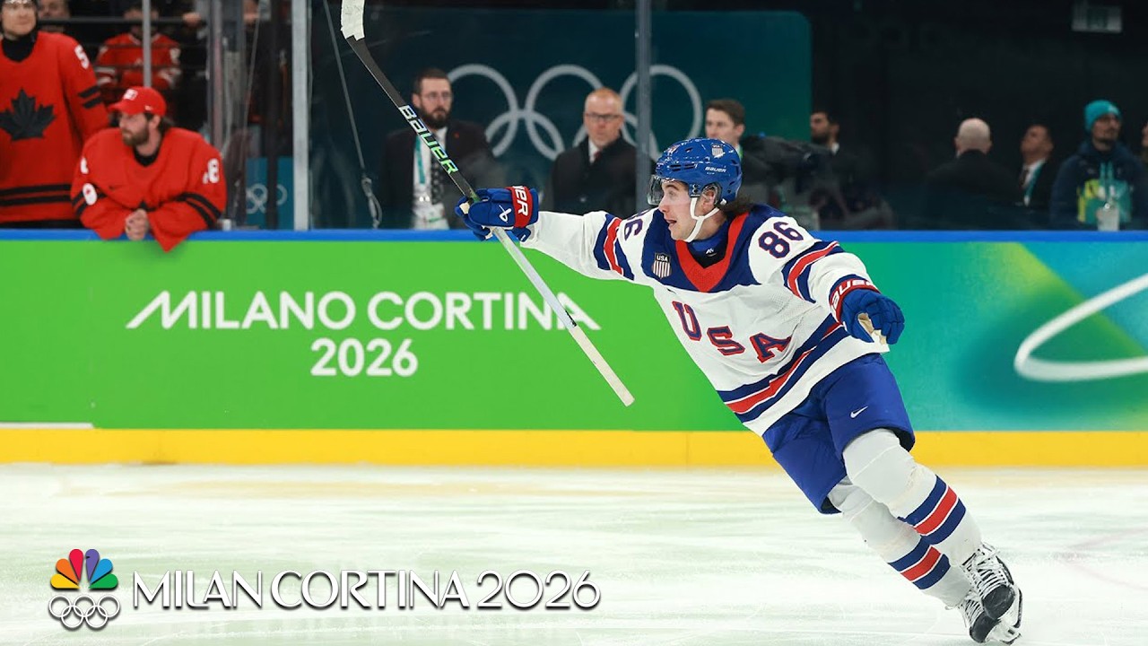 Jack Hughes celebrates his overtime game-winning goal