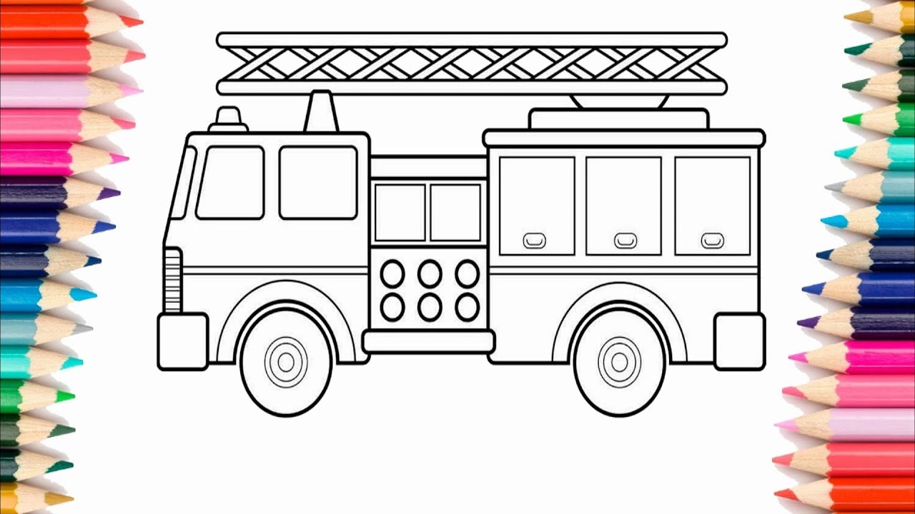 Coloring Fire Truck - Colouring Book for Kids