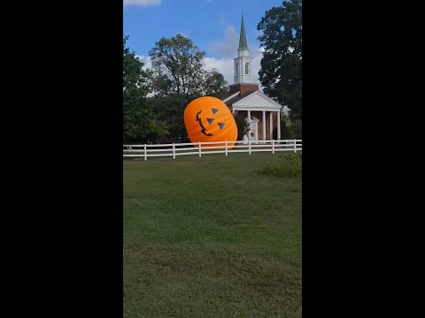 Giant inflatable pumpkin rolls free in North Carolina