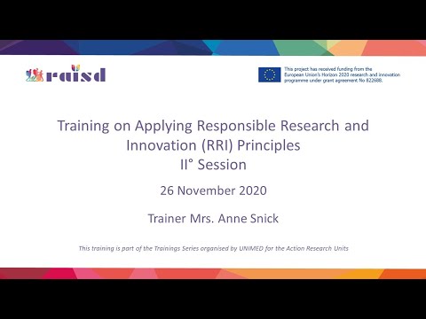 Training on Applying Responsible Research and Innovation (RRI) Principles, II° Session