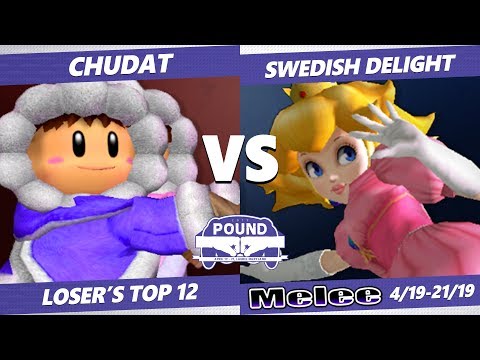Pound 2019 SSBM - Liquid Chudat (Fox) VS OG Swedish Delight (Peach) Smash Melee Top 12 Loser's