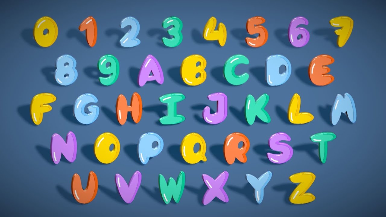 Simple Alphabets Numbers Pack 7 - Stylized Toon Metallic - Kids Learning Kit 3D Model