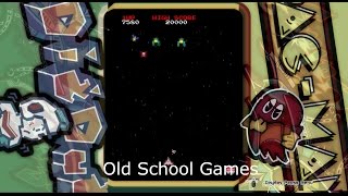 Old school games Dig Dug, Pac Man and Galaga