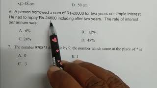 Navodaya Vidyalaya Class 6th model paper   2021 Math Part 37   navodaya Vidyalaya entrance Exam 2021