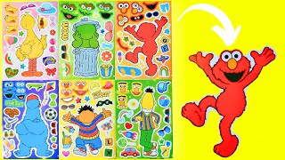 Sesame Street! DIY Make a Face Stickers with Elmo, Cookie Monster, Big Bird | Toddler Sticker Book
