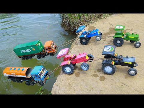 😱Ashok Leyland TATA Truck BharatBenz @ccident River Pulling Out JCB Eicher Ford HMT Tractor ? CSToy 